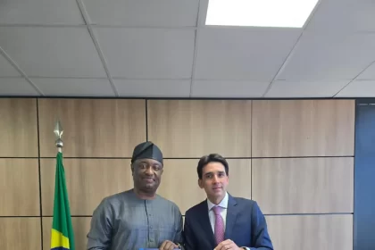 L R Mr Festus Keyamo Mr of Aviation and Aerospace Development and Brazils Minister of Ports and Airports Silvio Costa Filho
