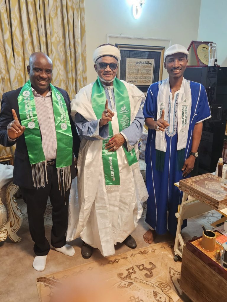 His Royal Highness Alhaji Yahaya Abubakar CFR the Etsu Nupe with Mr Obinna Sunday Ejianya JP and Mr Vick Morrow Okon Ulo