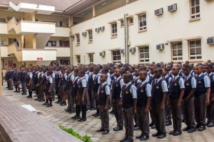 Rainbow college students on uniform